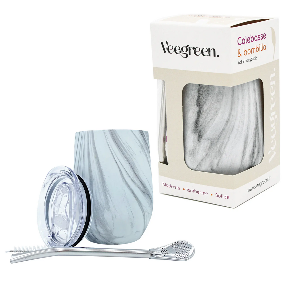 Calebasse Maté Isotherme Acier Inoxydable Blanc